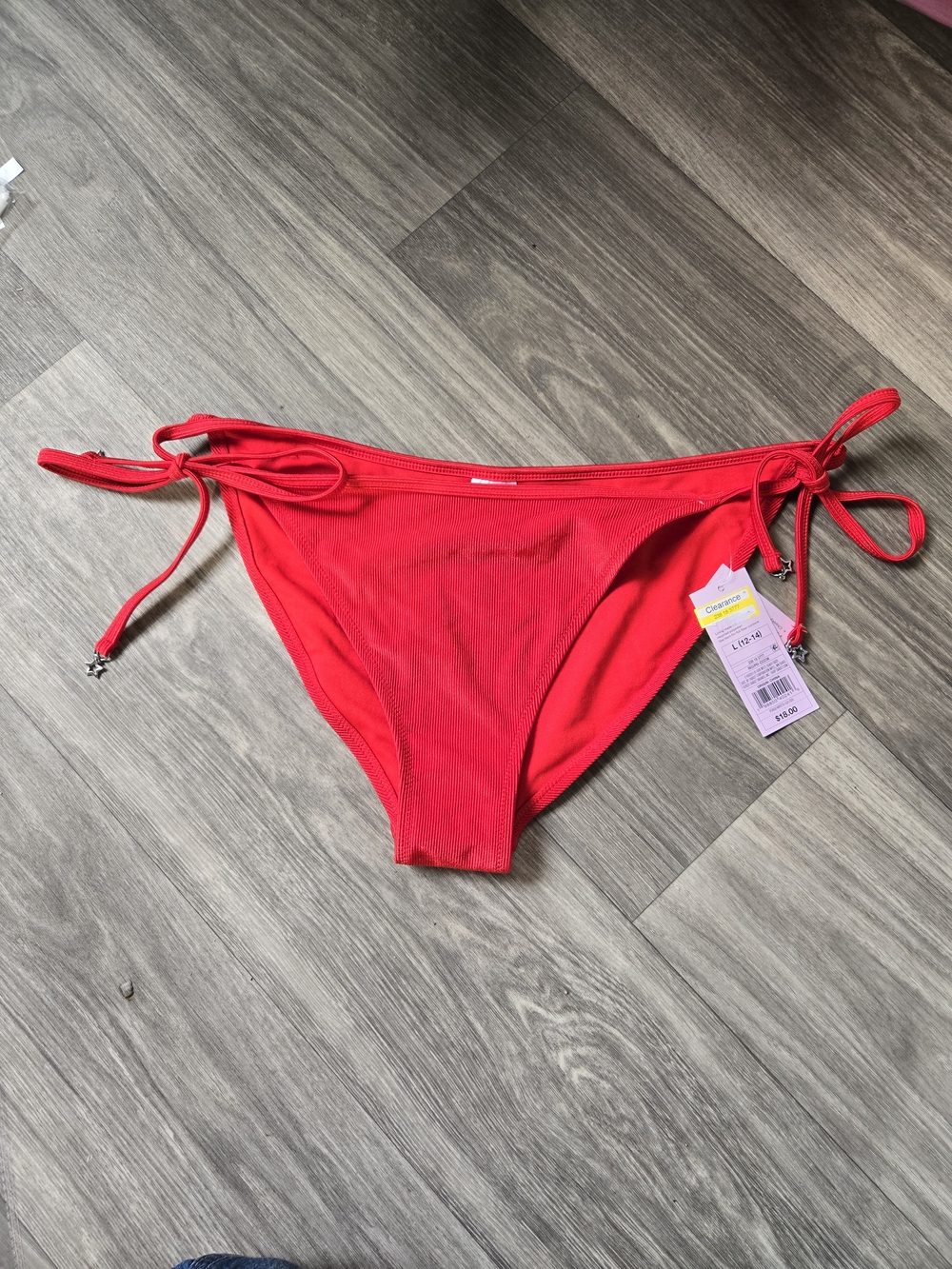 wild fable Bright Red Tie-Side Bikini Bottom Woman Size L